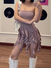 Bandeau-Minikleid mit Rüschenträgern